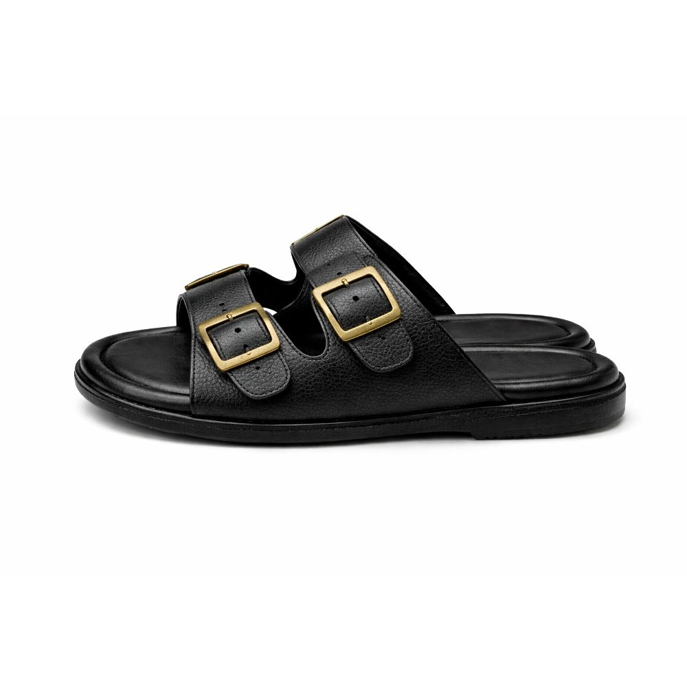 Men Black DoubleStrap Slide Sandal